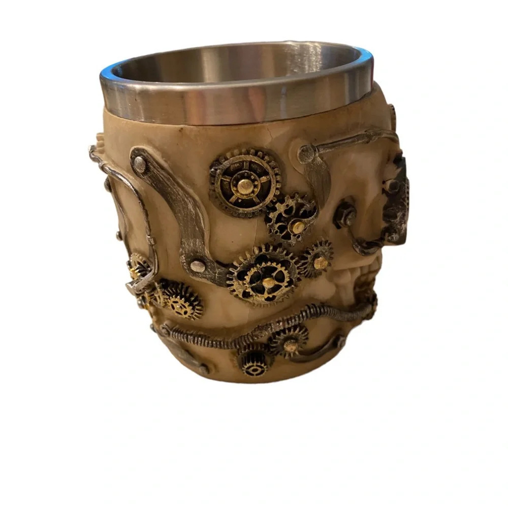 Steampunk Skull Coffee Stainless Steel Interior Mug - Picture 2 of 5